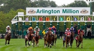 A field of 13 line up for Saturday's Arlington Million. . (photo credit: arlingtonpark.com)